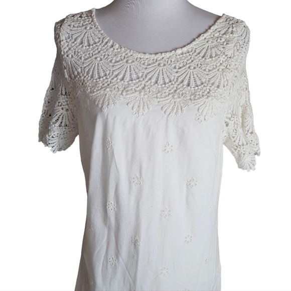 Sundance Imperial Ivory Eyelet Shift Dress Size Small 100% Cotton Lined READ - Picture 3 of 16